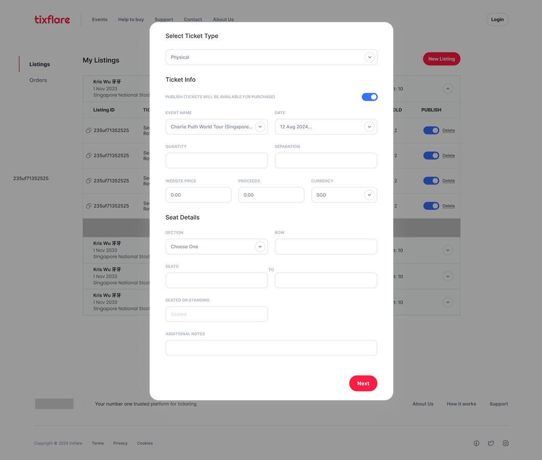 Listing Modal